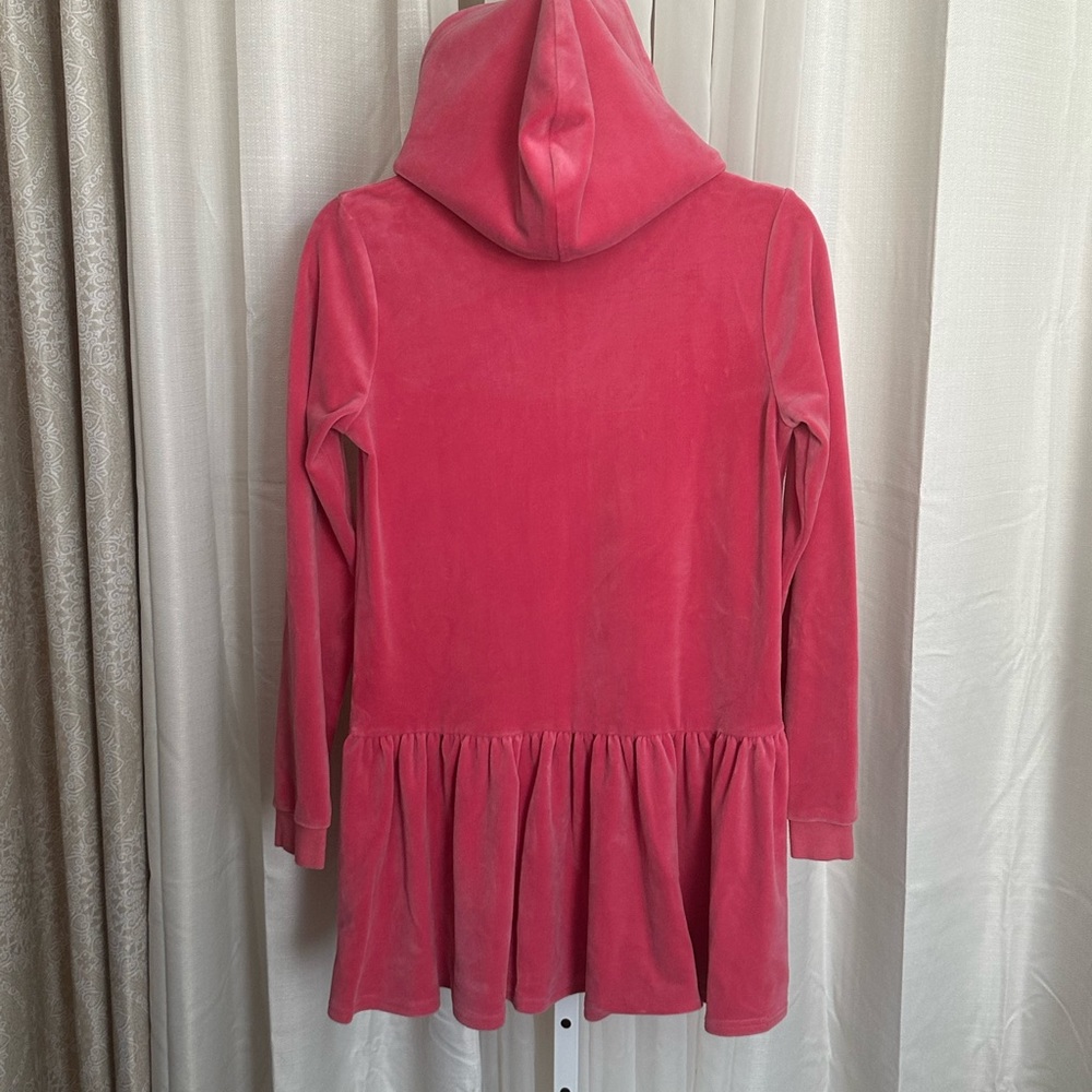Juicy Couture Pink Velour Hoodie Dress Black Label Los Angeles Girls 14 - Picture 2 of 5